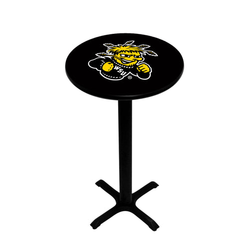 WICHITA STATE PEDESTAL PUB TABLE BLACK - WSTPTB104