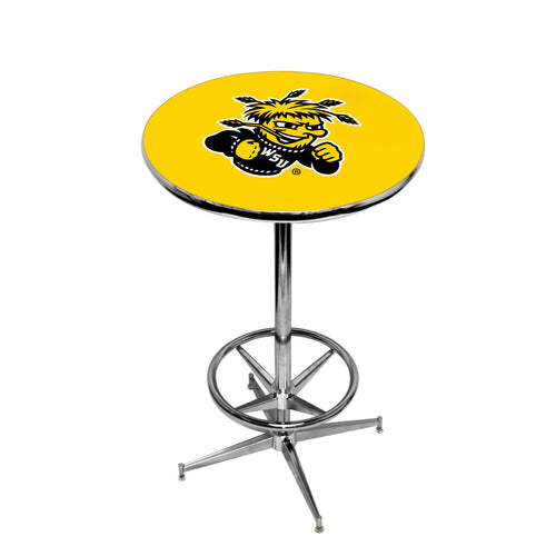 WICHITA STATE CHROME FOOT RING PUB TABLE GOLD - WSTPTR101