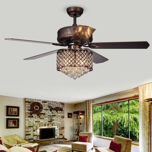 Warehouse of Tiffany CFL-8316REMO-RB 52 in. Pshita Indoor Remote Controlled Ceiling Fan with Light Kit  Bronze
