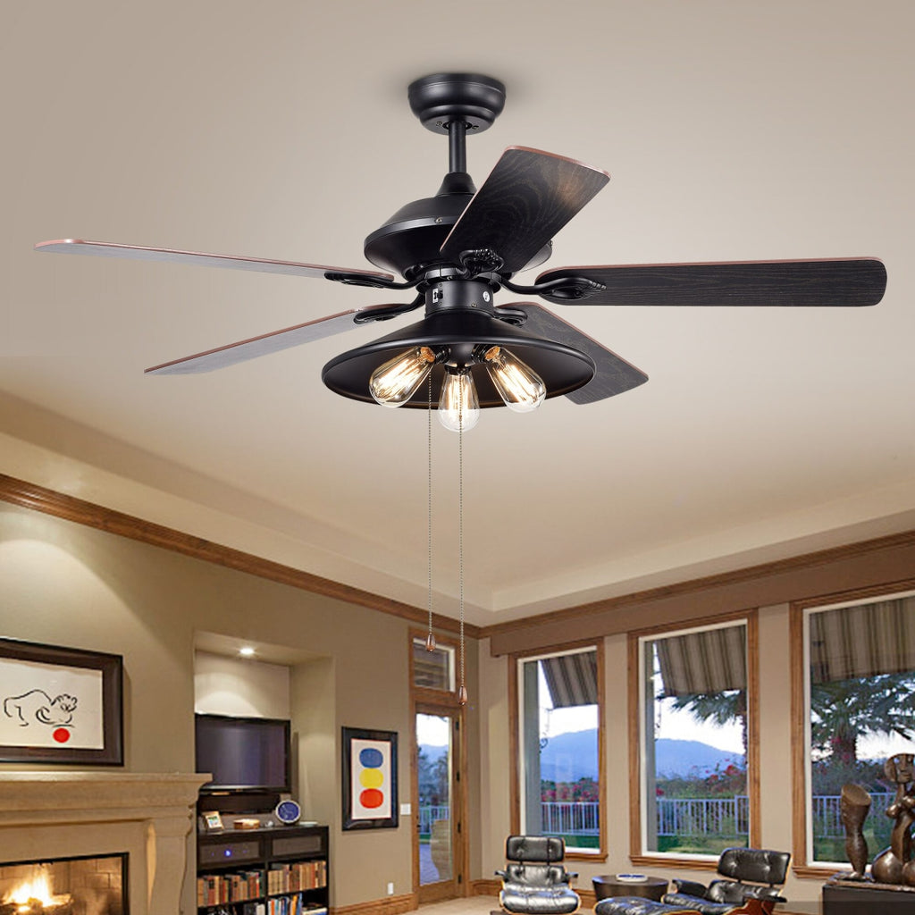 Warehouse of Tiffany CFL-8308 52 in. Upille Indoor Remote Controlled Ceiling Fan with Light Kit  Black