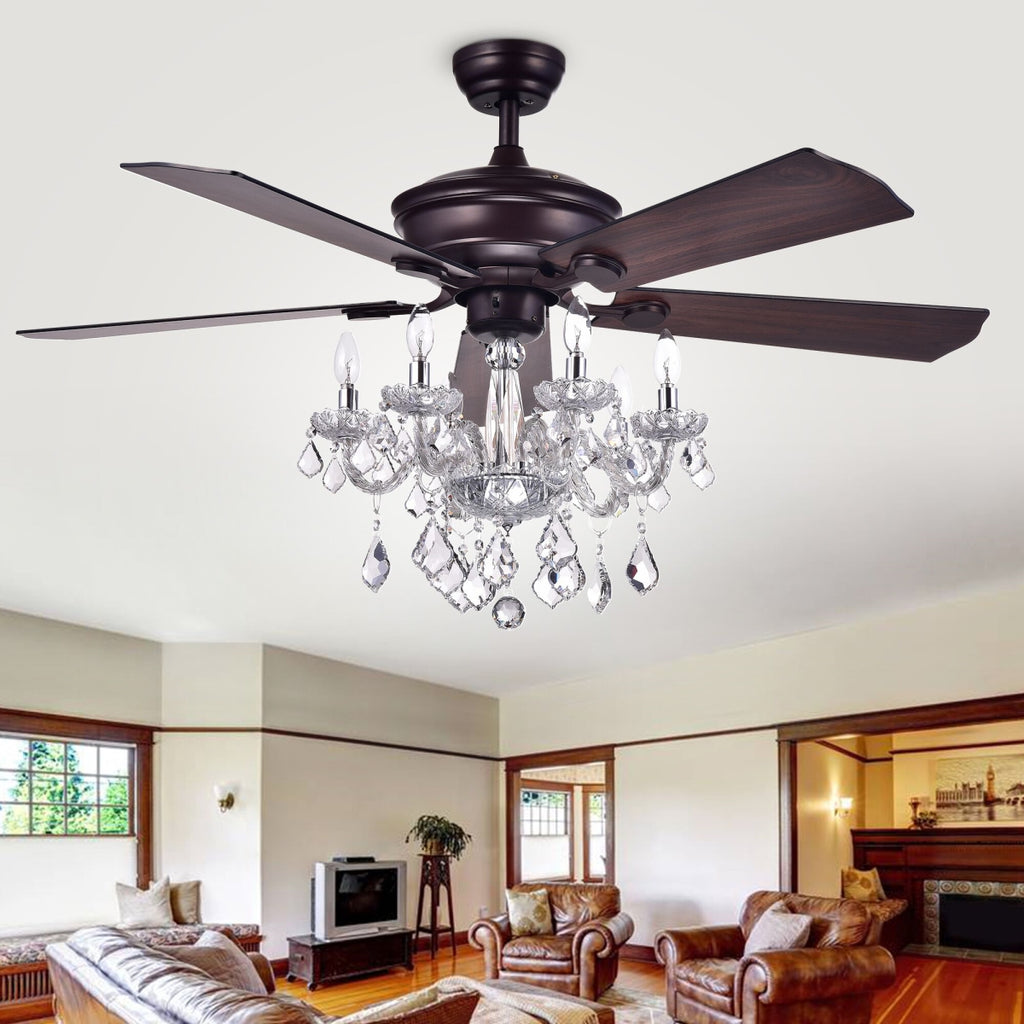Warehouse of Tiffany CFL-8213REMO-AB 52 in. Havorand Indoor Remote Controlled Ceiling Fan with Light Kit  Bronze
