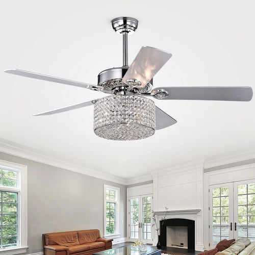 Warehouse of Tiffany CFL-8409REMO-CH 52 in. Rexen Indoor Remote Controlled Ceiling Fan with Light Kit  Chrome