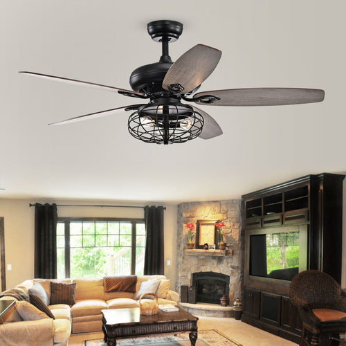 Warehouse of Tiffany CFL-8434REMO-MB 52 in. Joye Indoor Remote Controlled Ceiling Fan with Light Kit  Black