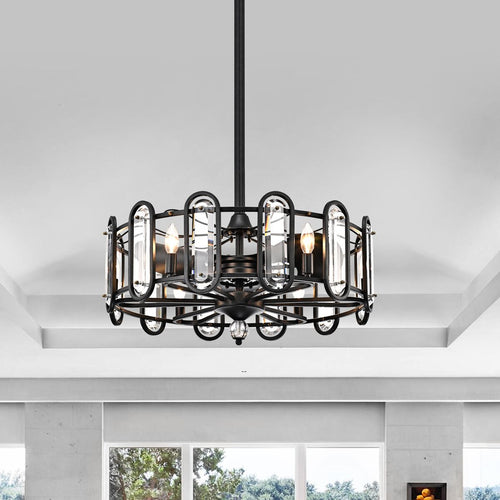 Warehouse of Tiffany CFL-8436FB 26 in. Lyan Indoor Remote Controlled Fandelier with Light Kit  Black