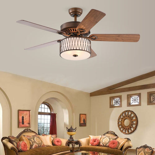 Warehouse of Tiffany CFL-8454REMO-SB 52 in. Jan Indoor Remote Controlled Ceiling Fan with Light Kit  Bronze