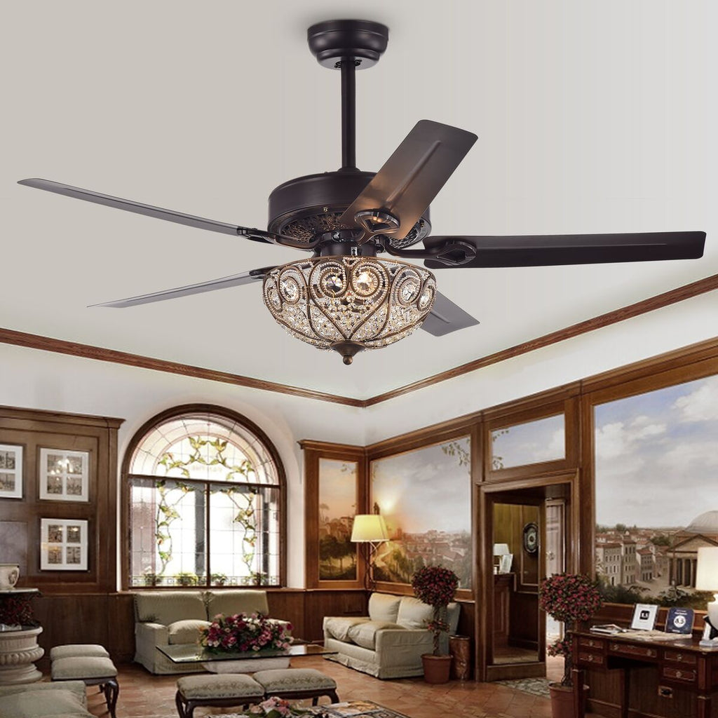 Warehouse of Tiffany CFL-8111 48 in. Catalina 3-Light Indoor Hand Pull Chain Ceiling Fan  Bronze