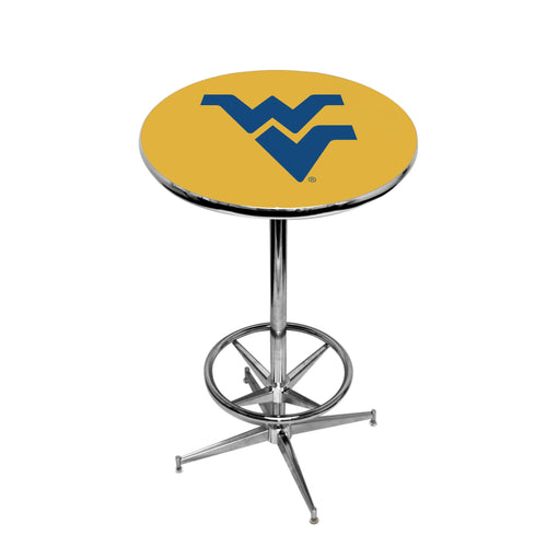 WEST VIRGINIA CHROME FOOT RING PUB TABLE GOLD - WVUPTR212