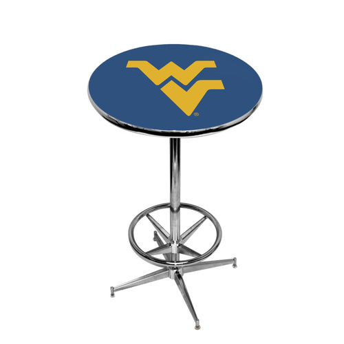 WEST VIRGINIA CHROME FOOT RING PUB TABLE BLUE - WVUPTR221