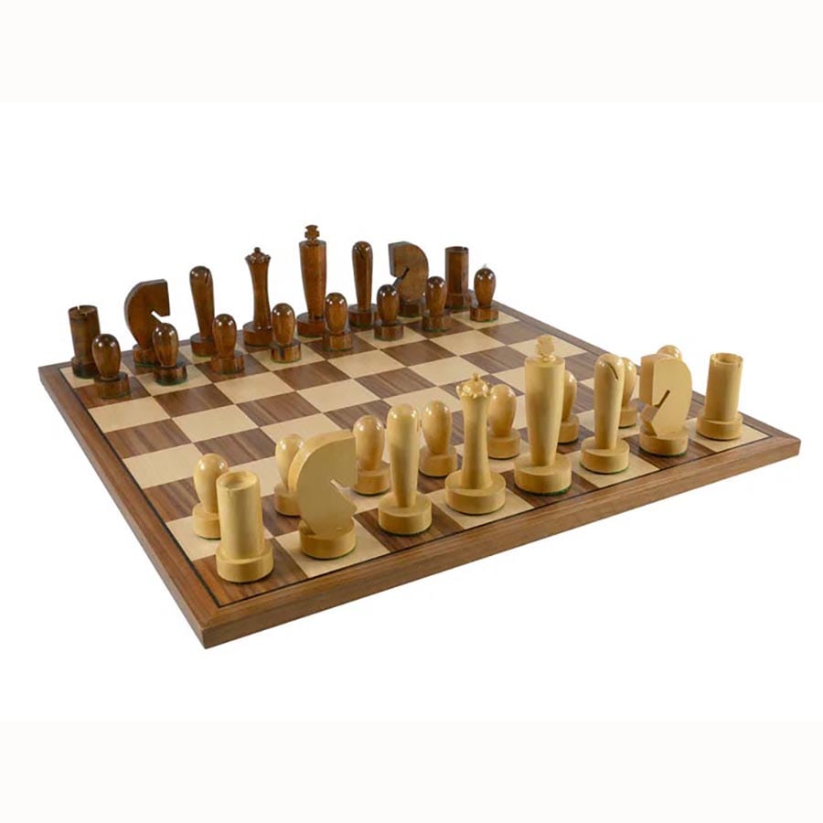 Vijaya Enterprises -  Chess Set: Seesham Berliner Four-Inch Pieces On Seventeen-Inch Walnut Maple Veneer Board Pre-Order