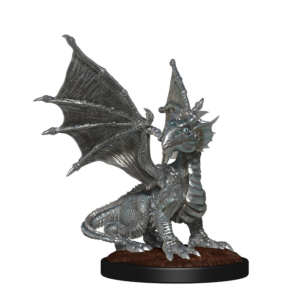 Wizkids - D&D Wave 13 Nolzur's Marvelous Miniatures Silver Dragon Wyrmling & Female Halfling