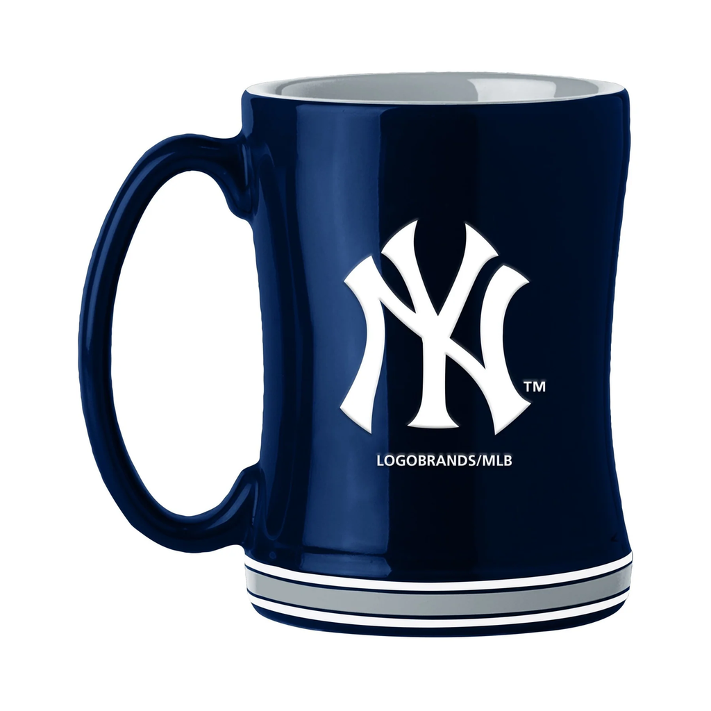New York Yankees Coffee Mug 14oz Sculpted Relief Team Color - Logo Brands