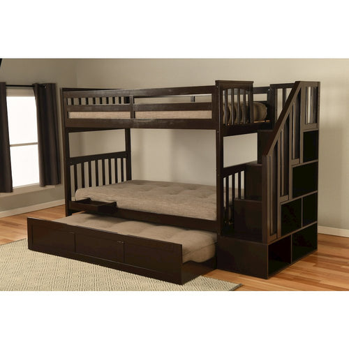 Kelcie Twin-Full Bunk Bed Dark Chocolate+Tray - KODIAK