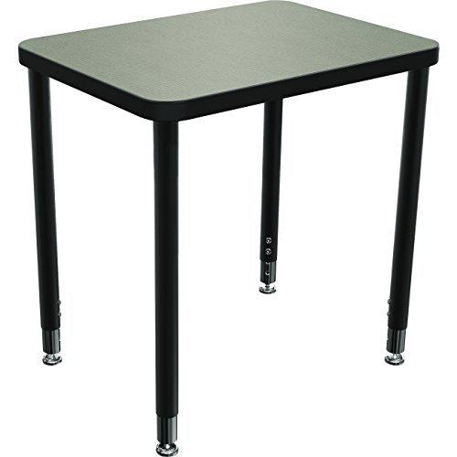 Snap Desk Configurable Student Desking - Large Rectangle - Gray Nebula Top Surface And Black Edgeband - Black Horseshoe Legs - BALT