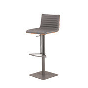 ArmenArtFurniture Armen Art Furniture LCCASWBAGRBA Cafe Adjustable Gray Metal Barstool- Gray Pu with Walnut Back