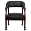 Black Vinyl Luxurious Conference Chair with Accent Nail Trim and Casters - Flash Furniture