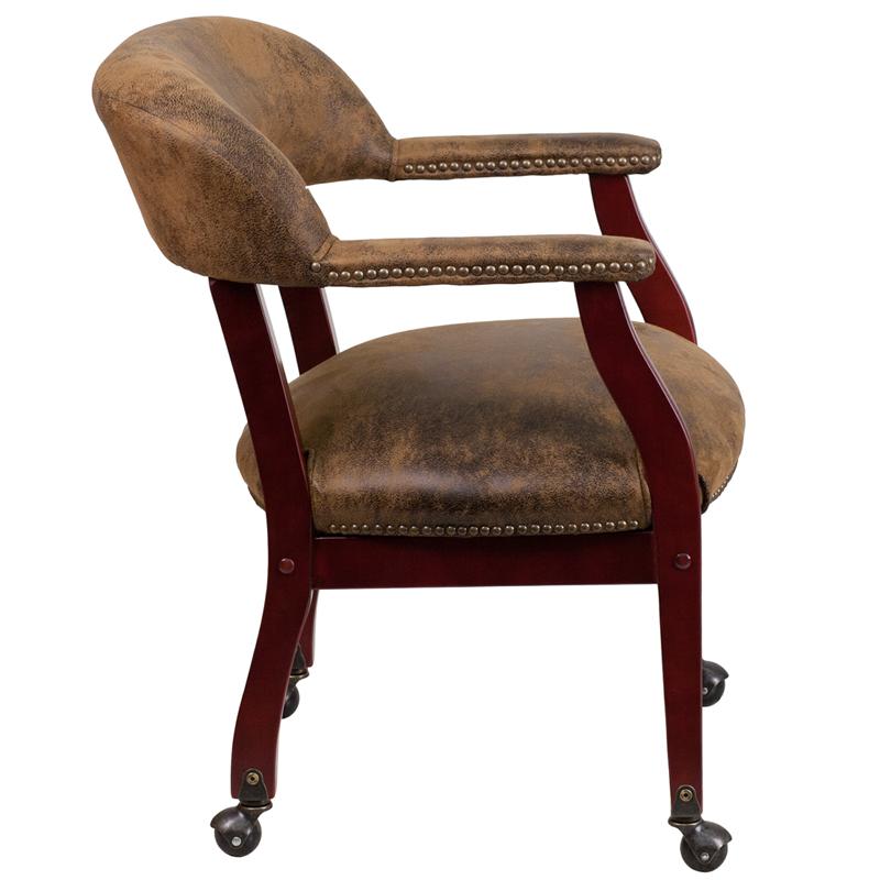 Bomber Jacket Brown Luxurious Conference Chair with Accent Nail Trim and Casters - Flash Furniture