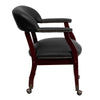 Black LeatherSoft Conference Chair with Accent Nail Trim and Casters - Flash Furniture