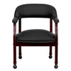 Black LeatherSoft Conference Chair with Accent Nail Trim and Casters - Flash Furniture