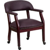 Burgundy LeatherSoft Conference Chair with Accent Nail Trim and Casters - Flash Furniture