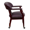 Burgundy LeatherSoft Conference Chair with Accent Nail Trim and Casters - Flash Furniture