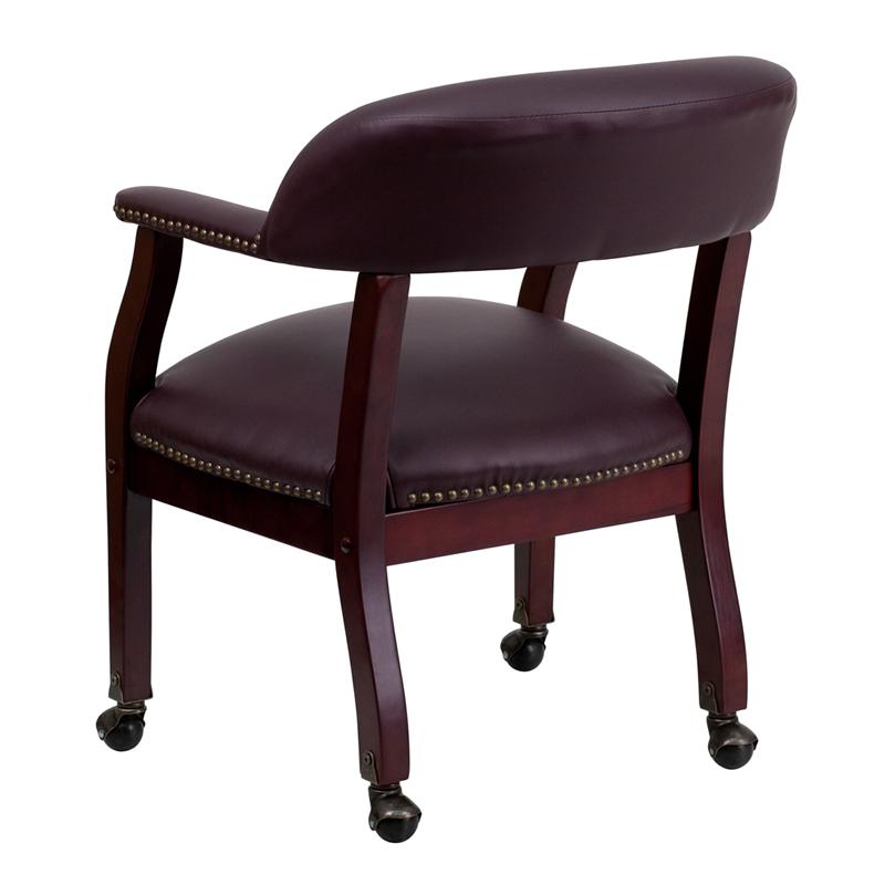 Burgundy LeatherSoft Conference Chair with Accent Nail Trim and Casters - Flash Furniture
