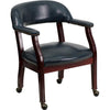 Navy Vinyl Luxurious Conference Chair with Accent Nail Trim and Casters - Flash Furniture