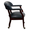 Navy Vinyl Luxurious Conference Chair with Accent Nail Trim and Casters - Flash Furniture