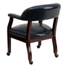 Navy Vinyl Luxurious Conference Chair with Accent Nail Trim and Casters - Flash Furniture