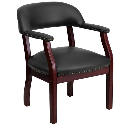 Black Vinyl Luxurious Conference Chair with Accent Nail Trim - Flash Furniture