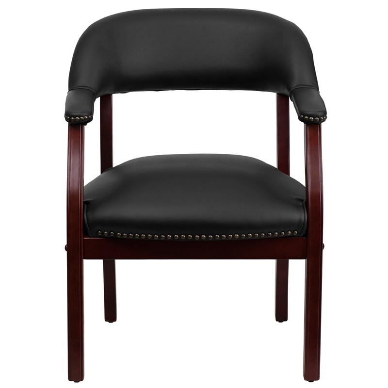 Black Vinyl Luxurious Conference Chair with Accent Nail Trim - Flash Furniture