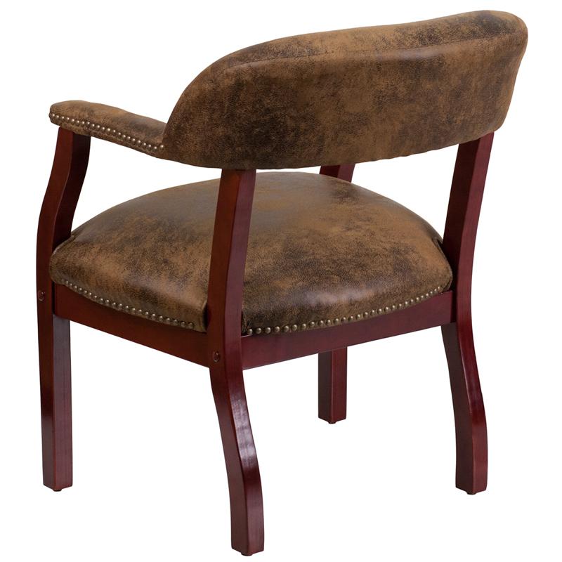 Bomber Jacket Brown Luxurious Conference Chair with Accent Nail Trim - Flash Furniture