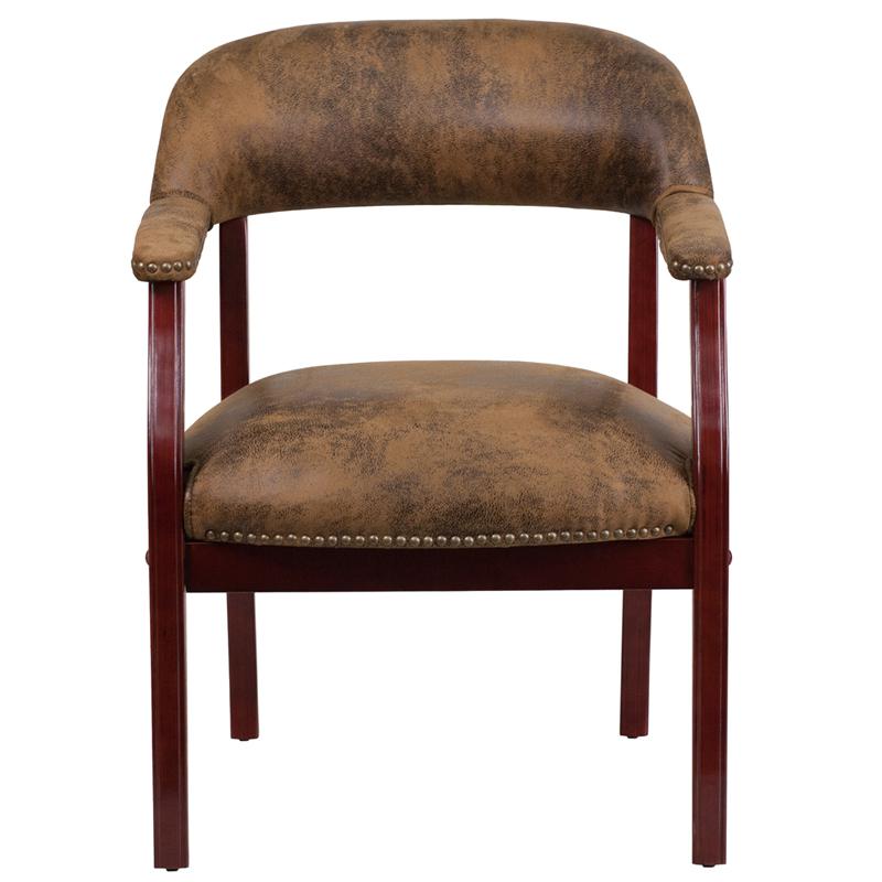 Bomber Jacket Brown Luxurious Conference Chair with Accent Nail Trim - Flash Furniture