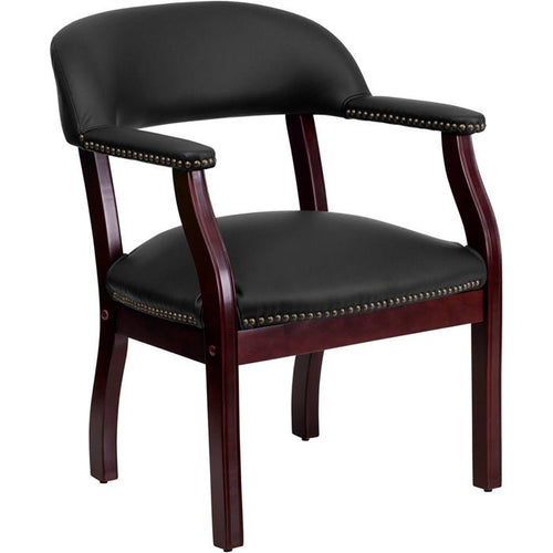 Black LeatherSoft Conference Chair with Accent Nail Trim - Flash Furniture