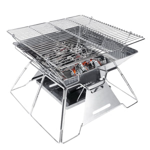 Brentwood  14 x 14 Inch Portable Stainless Steel Folding Charcoal BBQ Grill with Carry Bag