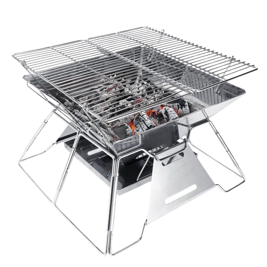 Brentwood  14 x 14 Inch Portable Stainless Steel Folding Charcoal BBQ Grill with Carry Bag