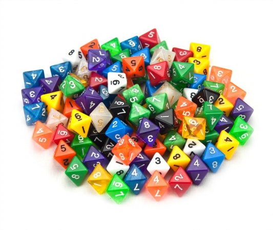 Bry Belly GDIC-1003 100 plus Pack of Random D8 Polyhedral Dice in Multiple Colors