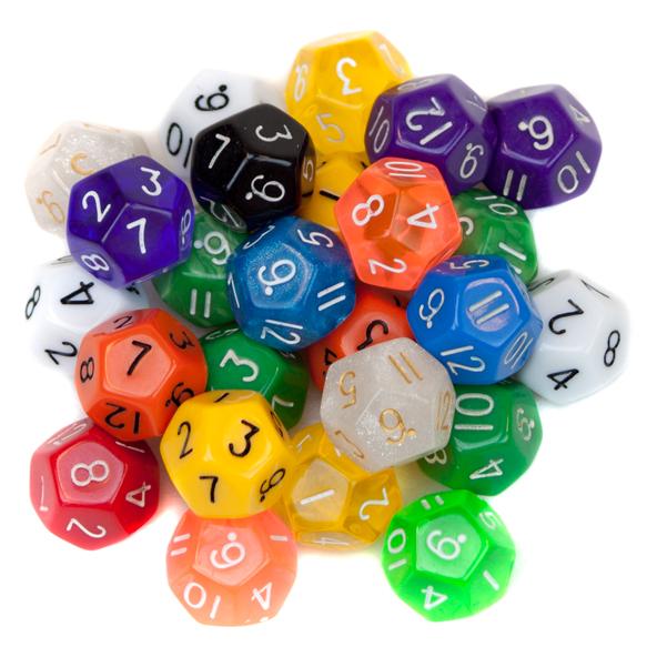 Bry Belly GDIC-1206 25 Pack of Random D12 Polyhedral Dice in Multiple Colors