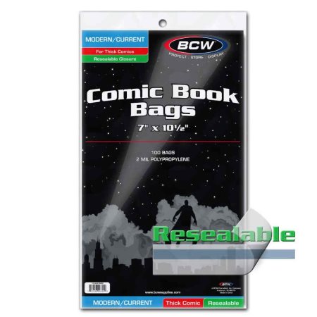 Comics And Art - Bcw Supplies: Current Comic Bags Thick Resealable 100Ct (1-Cur-R-Thick)