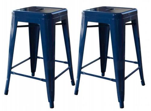 AmeriHome BS24BLUE Loft Blue 24 in. Metal Bar Stool - 2 Piece