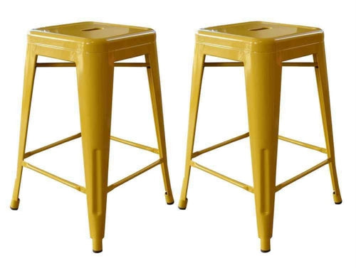 AmeriHome BS24GOLD Loft Gold 24 in. Metal Bar Stool - 2 Piece
