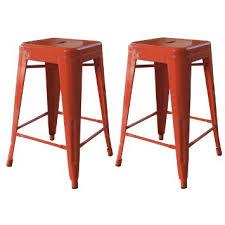 AmeriHome BS24ORNG Loft Orange 24 in. Metal Bar Stool - 2 Piece