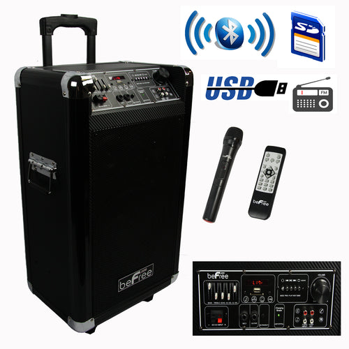Befree Sound beFree Sound Sleek 10 Inch Professional Portable Bluetooth PA Speaker with Remote Control, Microphone, FM Radio, SD and USB Inputs - Factory Reconditioned
