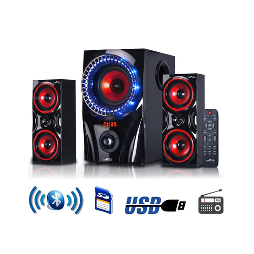 Befree Sound beFree Sound 2.1 Channel Bluetooth Surround Sound Speaker System in Red