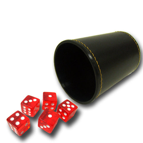 Brybelly Holdings ACC-0036 5 Red 16mm Dice with Synthetic Leather Cup