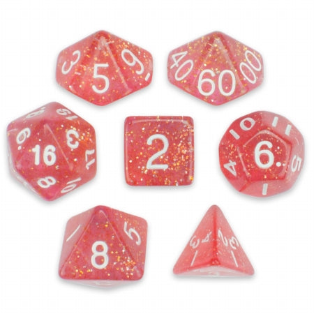 Brybelly Holdings GDIC-1139 7 Die Polyhedral Dice Set in Velvet Pouch  Royal Bubblegum