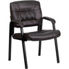 Brown LeatherSoft Executive Side Reception Chair with Black Metal Frame - Flash Furniture