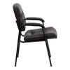 Brown LeatherSoft Executive Side Reception Chair with Black Metal Frame - Flash Furniture