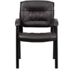 Brown LeatherSoft Executive Side Reception Chair with Black Metal Frame - Flash Furniture