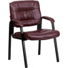 Burgundy LeatherSoft Executive Side Reception Chair with Black Metal Frame - Flash Furniture