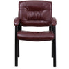 Burgundy LeatherSoft Executive Side Reception Chair with Black Metal Frame - Flash Furniture